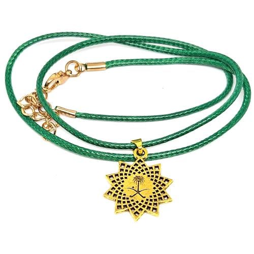 قلادة سيفين ونخلة - ذهبي جلد