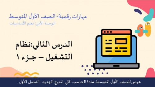 عرض مهارات رقمية للصف الأول المتوسط-نظام التشغيل - جزء1