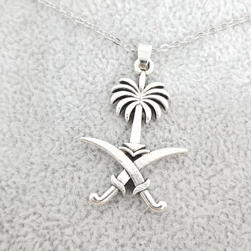 قلادة سيفين ونخلة - فضي