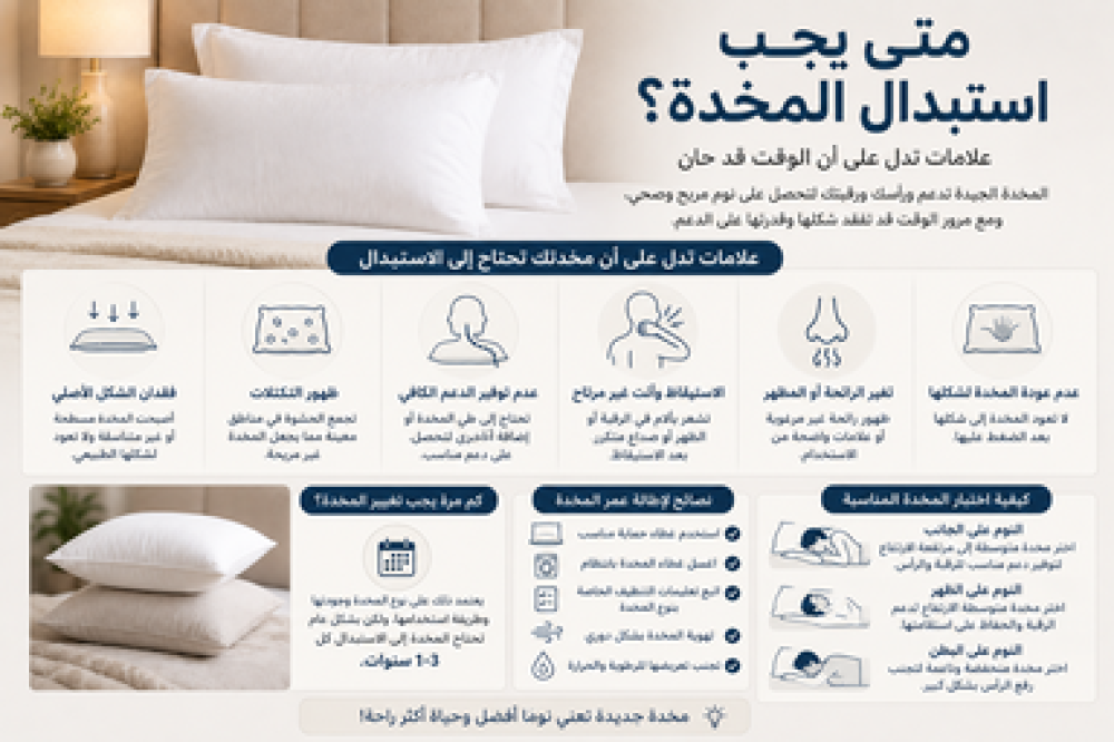 متى يجب استبدال المخدة؟
