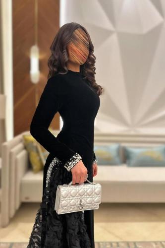 فستان سهرة قماش مخمل جوخ الاصلي تطريز كريستال احتر...