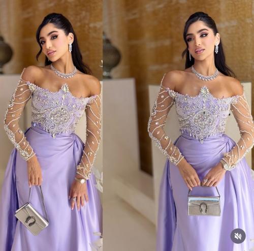 فستان سهرة قماش باربي اصلي تطريز فخم