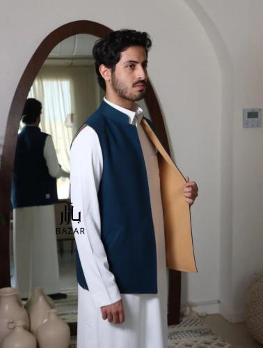 سديري دبل فيس لون أزرق - بني