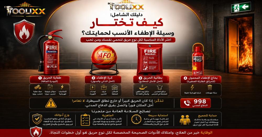 دليلك الشامل: كيف تختار وسيلة الإطفاء الأنسب لحمايتك؟