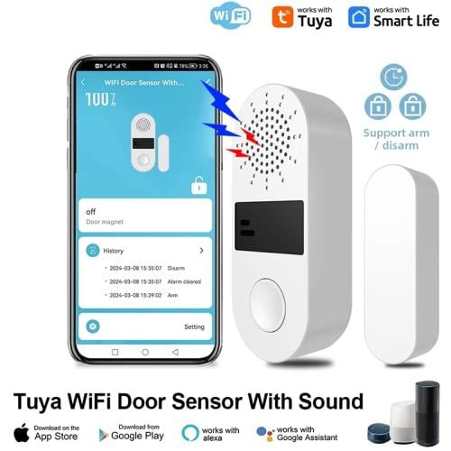مستشعر باب WiFi مع إنذار صوتي و ضوء