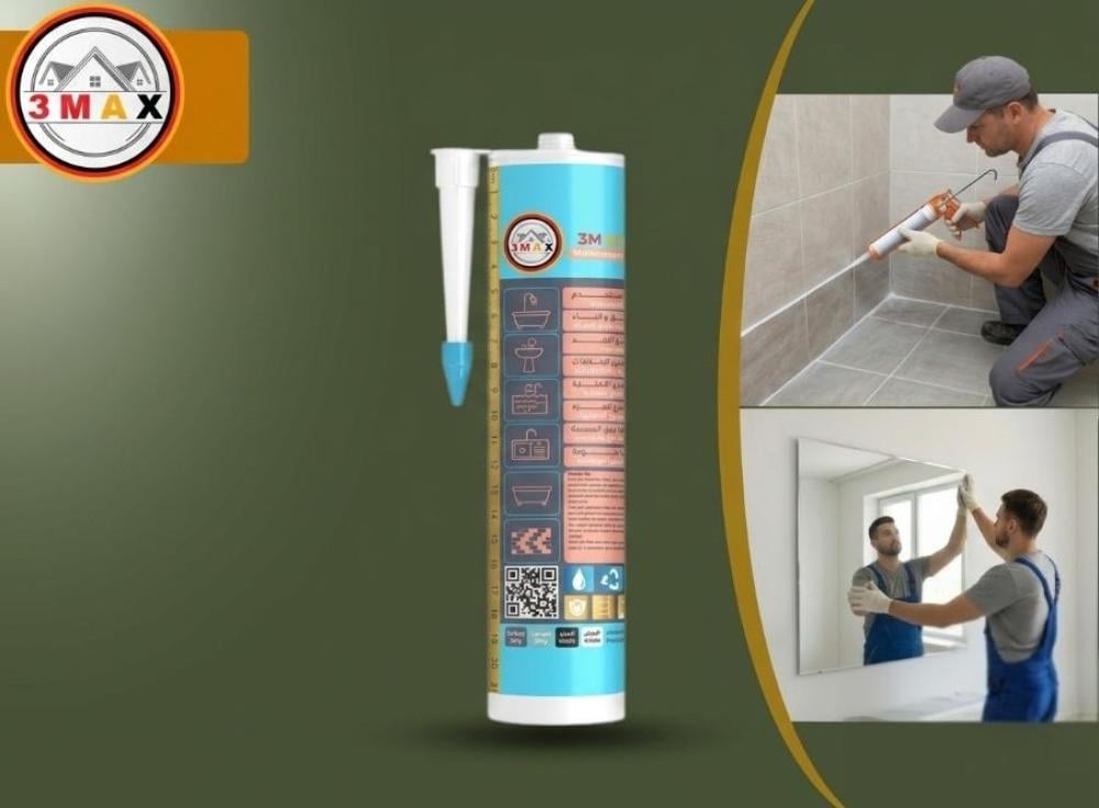 عبوة سيليكون3MAX 3X من 3MAX لعزل المطابخ والحمامات، مقاوم للماء والعفن