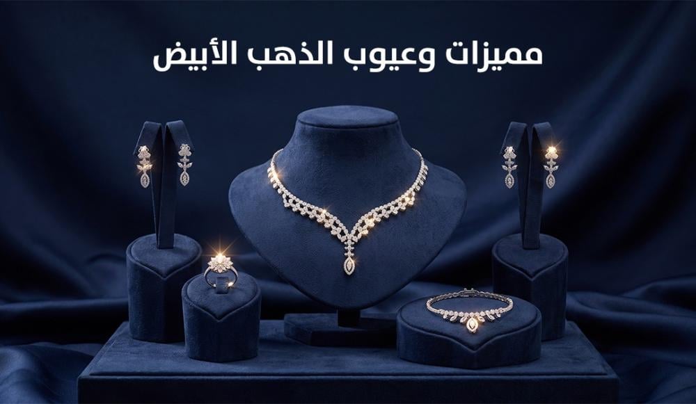 عقد ذهب ابيض مع أقراط ذهب لإطلالة أنيقة.
