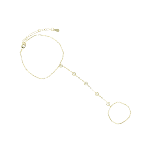 خاتم واسورة متصلة ذهبي | Glint Hand Chain