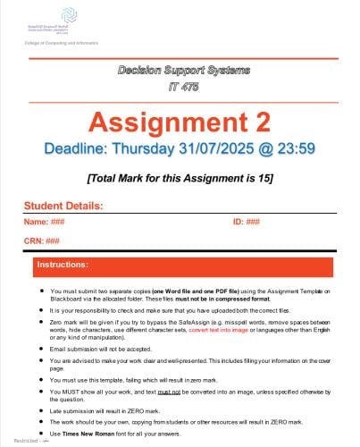 المساعدة في أسايمنت IT475 - IT445