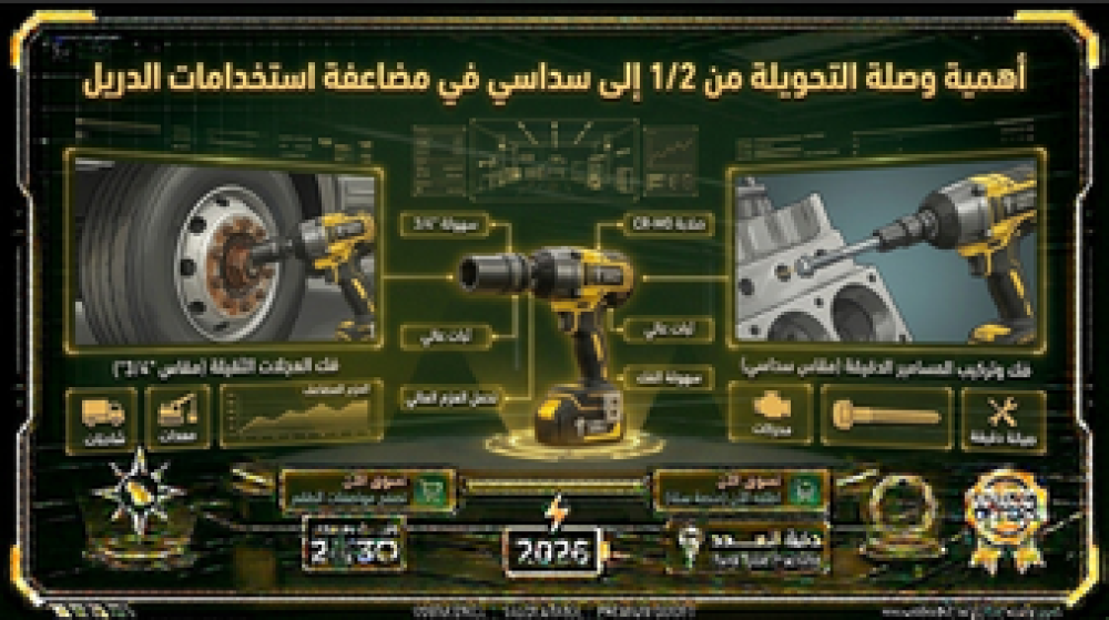أهمية وصلة التحويلة من 1/2 إلى سداسي في مضاعفة استخدامات الدريل