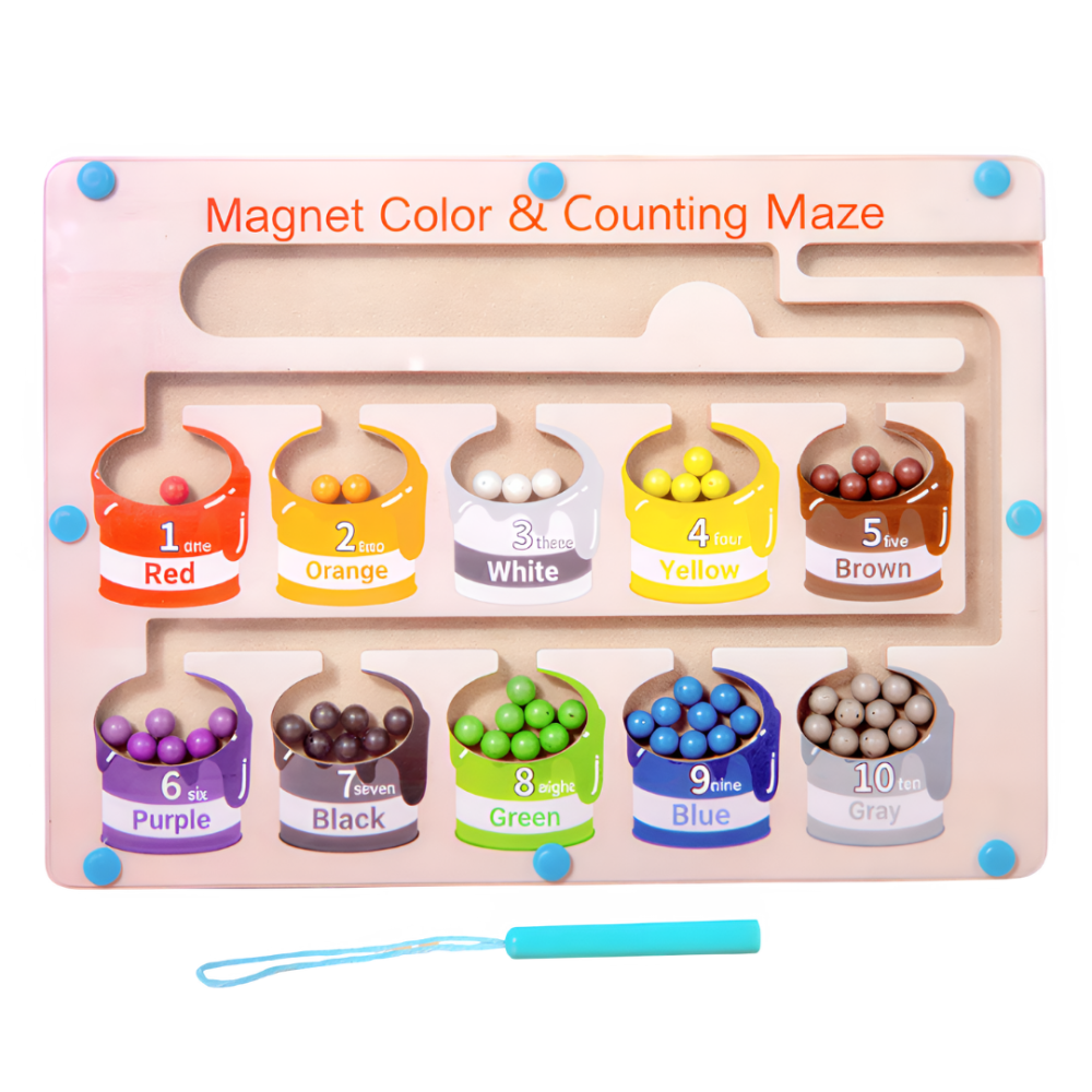 متاهة كرات مغناطيسية خشبية - ألوان وأعداد