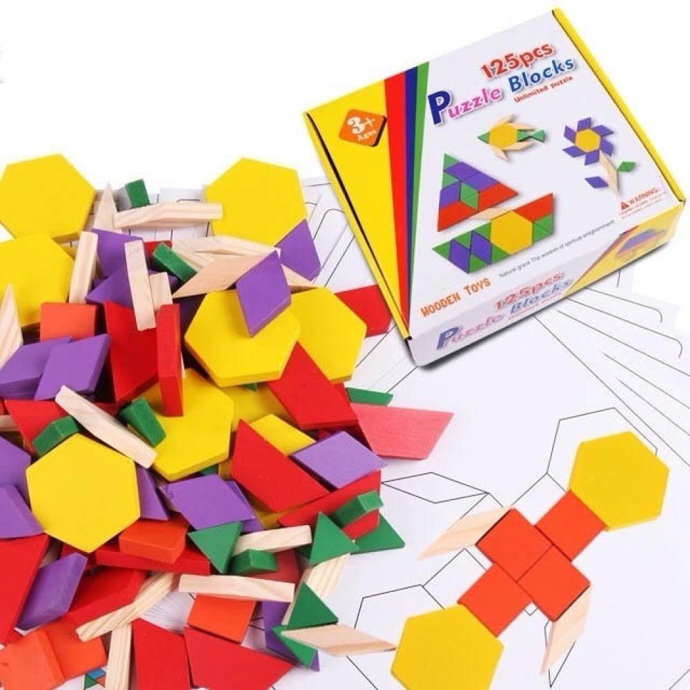 لعبة موازيك خشبية 125 قطعة لوح مونتيسوري تعليميه للأطفال