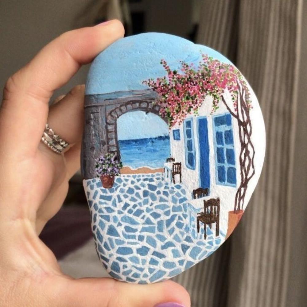 احجار التلوين مع ألوان - 9 قطع