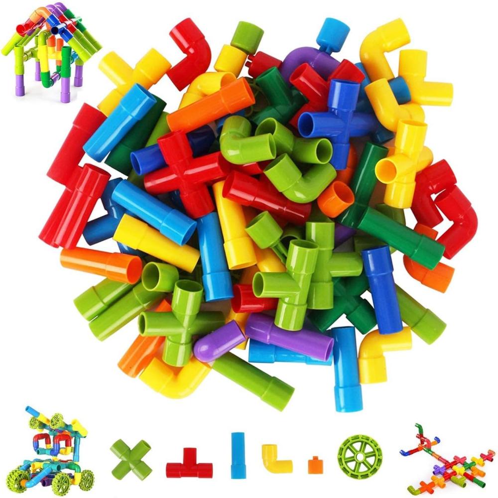 لعبة أنابيب البناء الملونة للأطفال بالوان وأشكال مختلفة