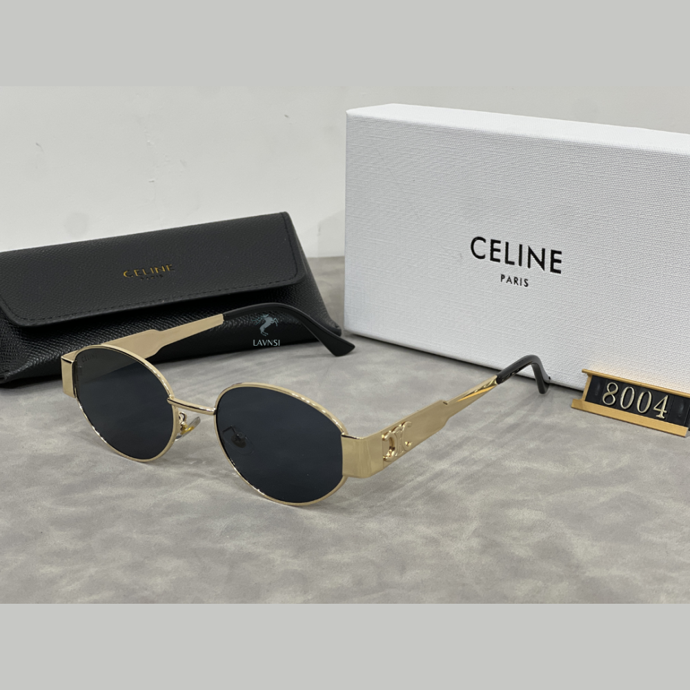 نظارة سيلين المميزة باللون الذهبي وعدسات سوداء