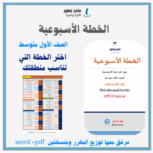 الخطة الأسبوعية +توزيع المقرر -الصف الأول متوسط -ا...
