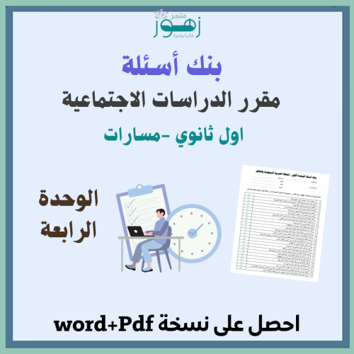 بنك اسئلة -مقرر الدراسات الاجتماعية -اول ثانوي مسا...