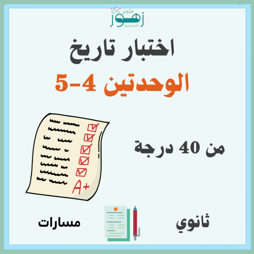 اختبار نهائي لمقرر التاريخ - الوحدتين 4-5 فقط -الص...