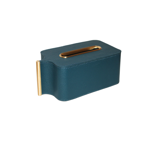 Brass leather tissue box