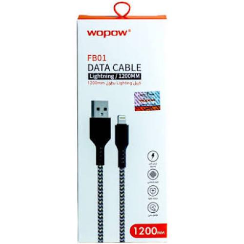 شاحن ايفون usb بقوة 1200 مليمبير طول 1.2 متر Wopow