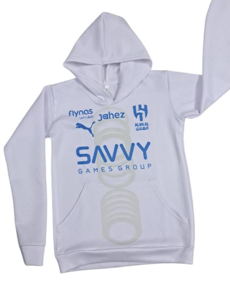 بلوفر شتوي نادي الهلال باللون الابيض