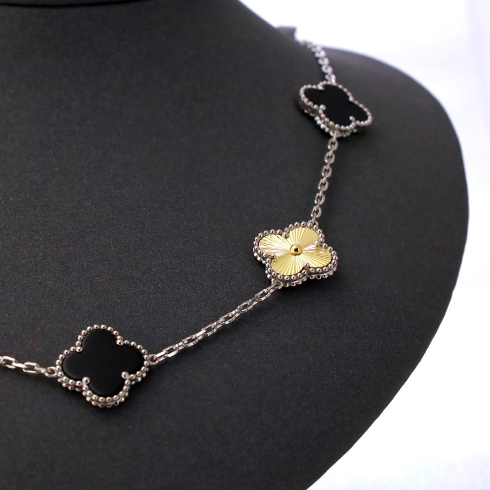 Van Cleef Mix Black Gold Necklace الموقع الرسمي مجوهرات علي