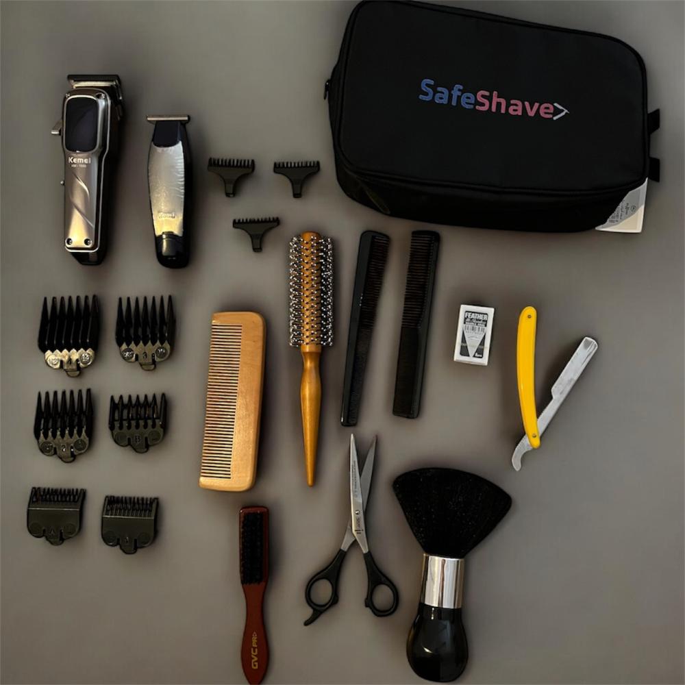 شنطة حلاقة احترافية للرجال بتصميم أنيق وأدوات متكاملة