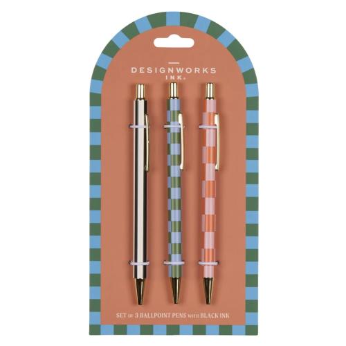 A Dopo Set of 3 Pens - Stripes & Checks
