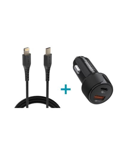 عرض راس شاحن سيارة 38 واط PD +USB مور باور + كيبل...