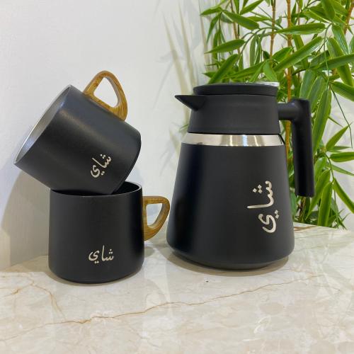 ترمس استيل مع 2كوب للشاي