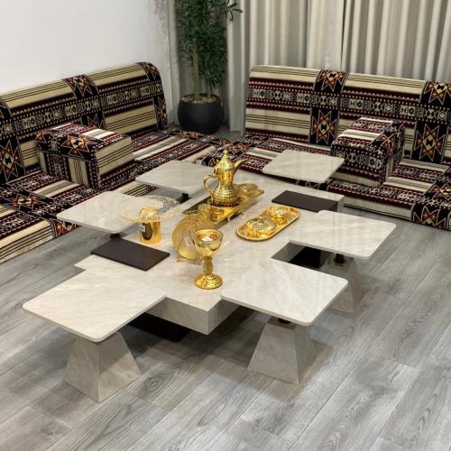 طقم طاولات ارضي بديل رخام 1+6