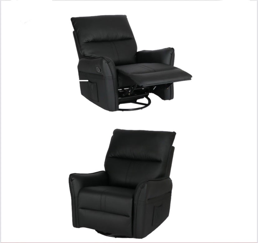 كرسي استرخاء جلد مع حامل اكواب