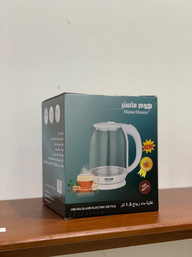 غلاية ماء زجاجية كهربائية من هوم ماستر1.8لتر