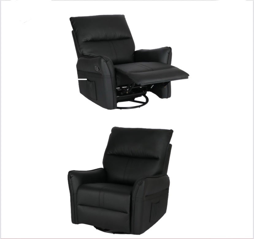 كرسي استرخاء جلد مع حامل اكواب