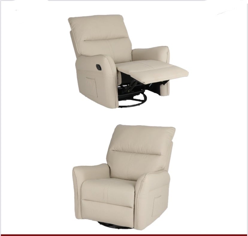 كرسي استرخاء جلد مع حامل اكواب