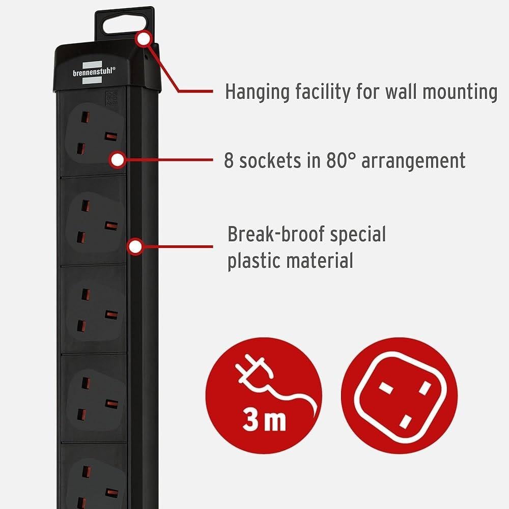 توصيلة كهرباء برينينستول 4 منافذ 3 متر طاقة مفتاح مع منفذين USB