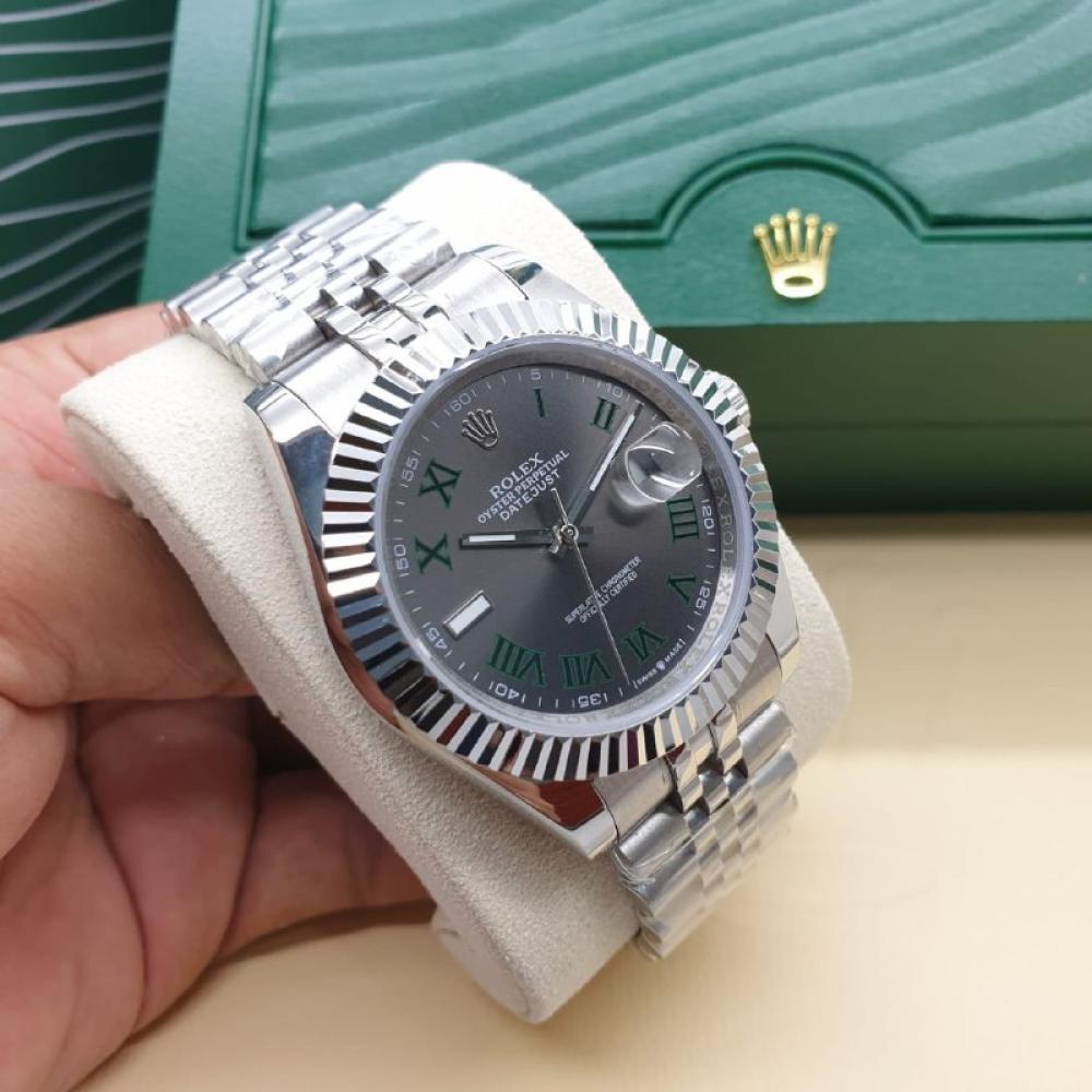 ساعه رولكس datejust gray اطار خشن ارقام لاتينيه
