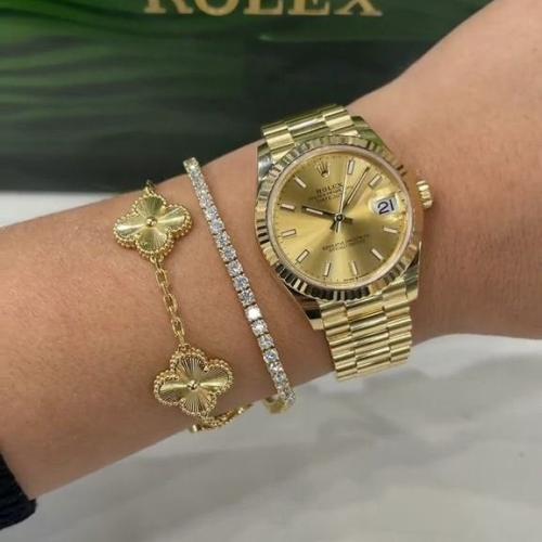 ساعه رولكس yellow datejust إطار خشن