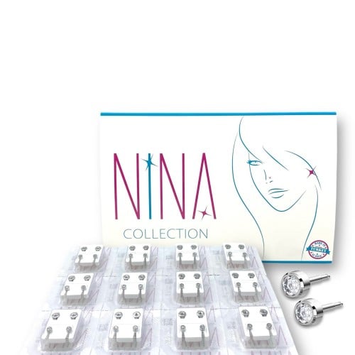 Nina Medical Silver Earrings with Rock Crystal Gem – Regular Size