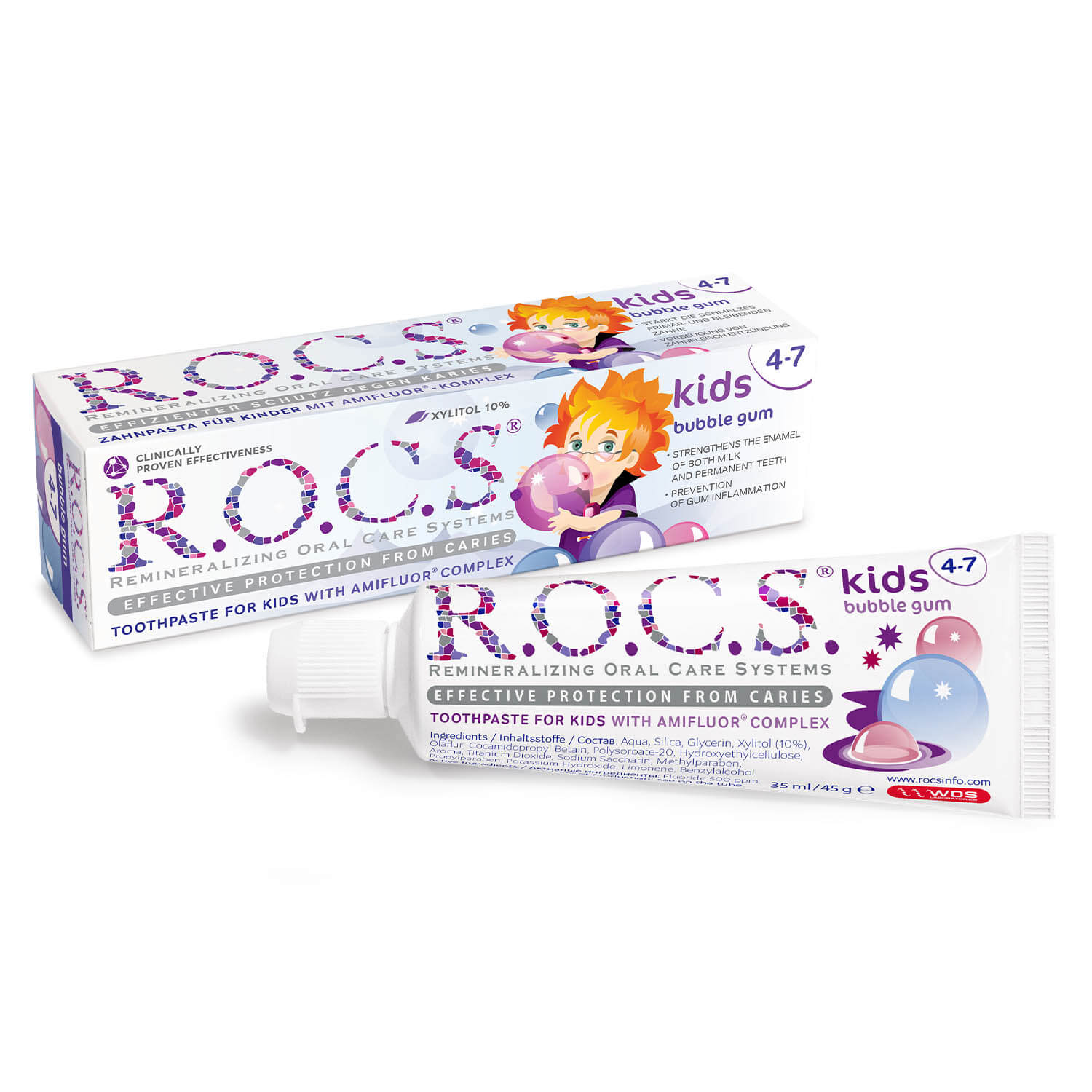 ROCS Toothpaste For Kids 4-7 Years With Bubble Gum - 45 g