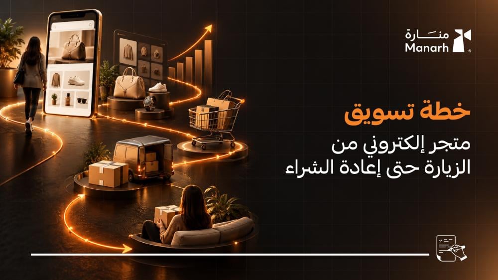 خطة تسويق متجر إلكتروني من الزيارة حتى إعادة الشراء من منارة