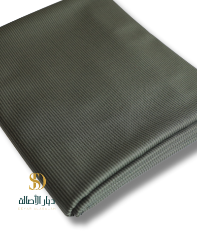 قماش ثوب زيتي غامق مقلم رفيع