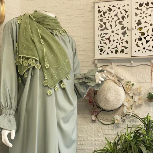 شرشف رداء الصلاة- لف مفتوح بطرحة - أخضر