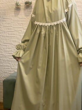 شرشف رداء الصلاة بناتي - بخنق أخضر - طول 150cm من الرأس