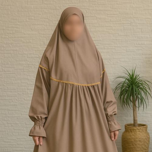 شرشف رداء الصلاة - بخنق بناتي - بُني - طول 160cm من الرأس