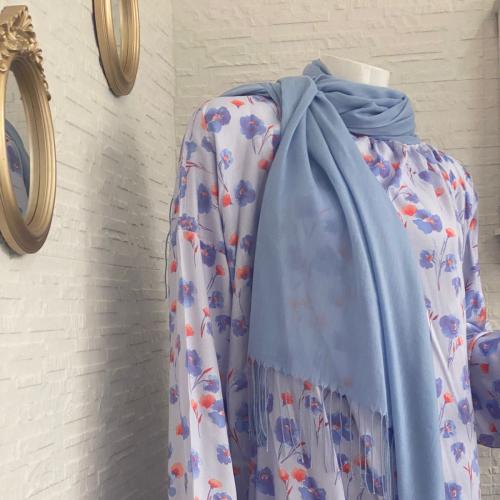 شرشف رداء الصلاة مورد بطرحة الكشمير - لف مفتوح - موف