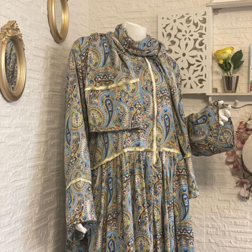 شرشف رداء الصلاة مشجر - كرتة بسحاب - أزرق