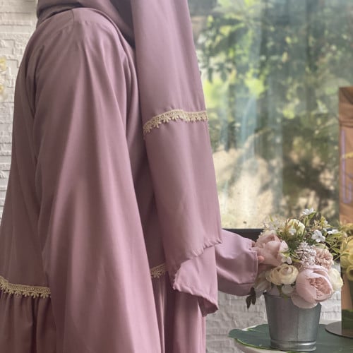 شرشف رداء الصلاة بناتي - كرتة بسحاب- موف عنابي - 125cm