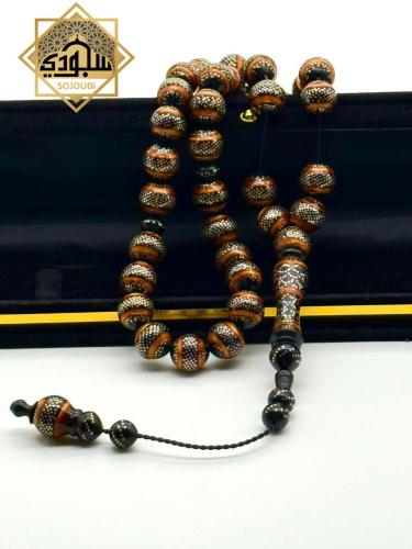 سبحة كوك كهرماني بالفضة الخالصة عيار 925