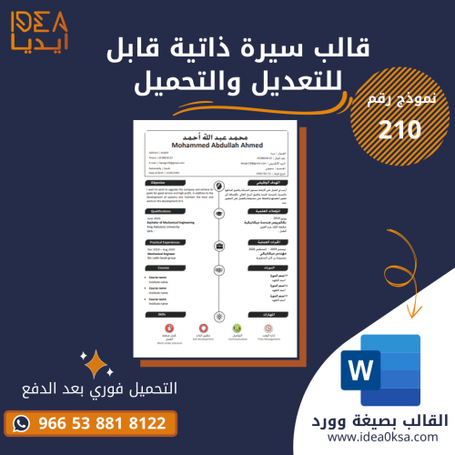 قالب سيرة ذاتية رقم (210) بصيغة وورد MS Word